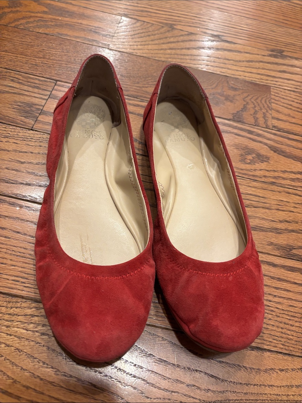 Vince Camuto Red Suede Ballet Flats